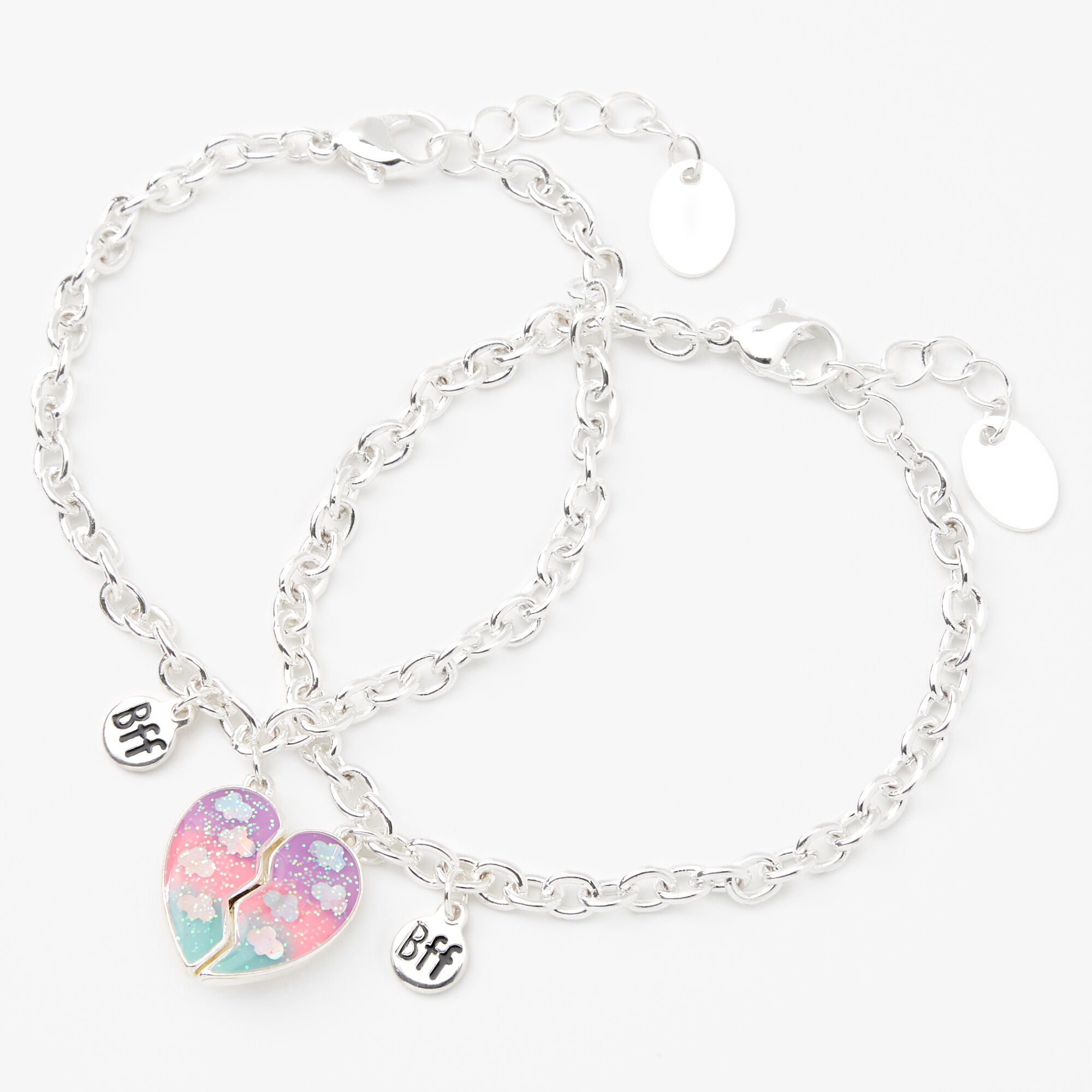 Amazon.com: Capital Charms Pink Hearts Silver Plated Charm Bracelet Set,  Jewelry Gifts with Beads, Charms, and Adjustable Snake Chain, Fits  7.5